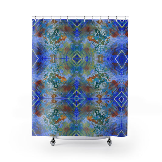 Abstract Shower Curtain, Colorful Bathroom Decor, Modern Home Accent, Boho Style Bathroom